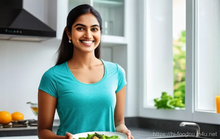 케토제닉 다이어트의 과학 - **Prompt 1: "A vibrant, healthy Indian woman in her late 20s, with a radiant smile, standing in a br...