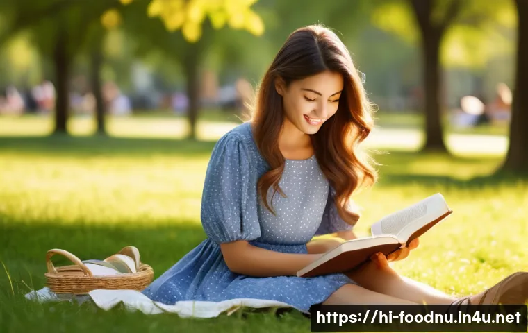 단순 당과 복합 당의 차이 - **Prompt:** A young woman in a comfortable, modest sundress sitting in a sunny park, reading a book....