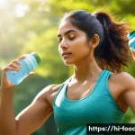 Home 20 다이어트 보조제의 과학적 근거 - A vibrant and detailed illustration of a young Indian woman in athletic wear, exercising outdoors in...