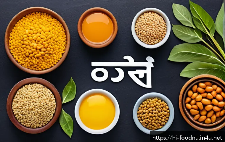 식물성 단백질과 동물성 단백질 비교 - A vibrant, educational split-scene illustration showing sources of protein for Hindi-speaking audien...